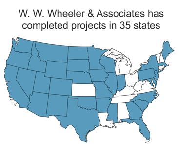 States where W. W. Wheeler & Associates, Inc. has completed projects